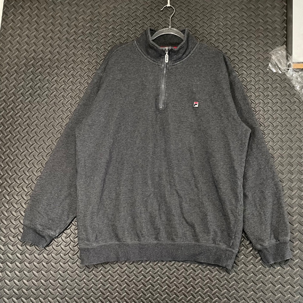 Vinatge Y2K Fila Gray Quarter‎ Zip Pullover Sweater Men's Size Large Casual Wear
